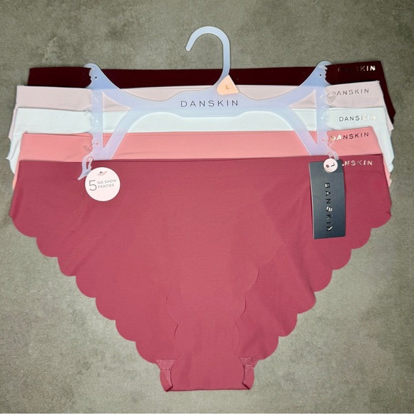 Danskin Other - Danskin Scalloped No Show Panties‎ Set in Red, Pink, and White Colors (set of 5)